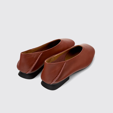 Back view of Casi Myra Red leather ballerinas for women