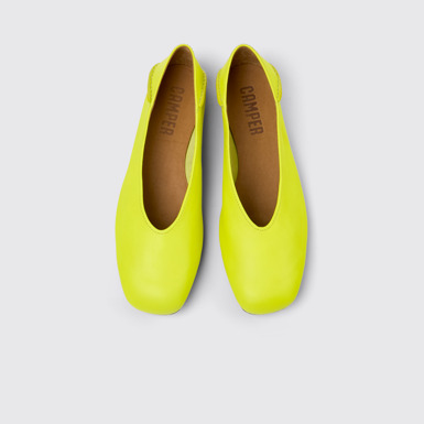 Overhead view of Casi Myra Yellow leather ballerinas for women