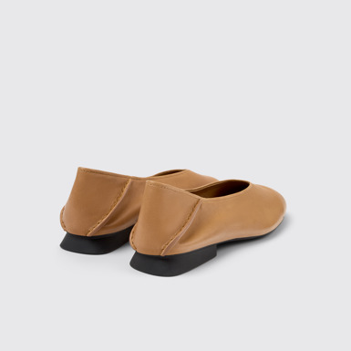 Back view of Casi Myra Nude Leather Women's Moccasin/Ballerina.