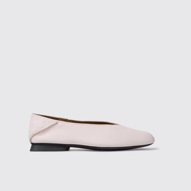 Side view of Casi Myra Pink Leather Ballerinas for Women.