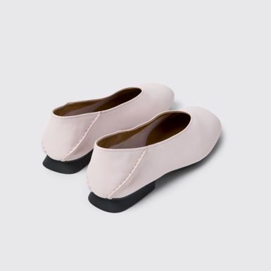 Back view of Casi Myra Pink Leather Ballerinas for Women.