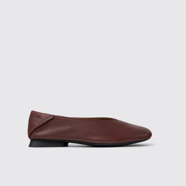 Side view of Casi Myra Burgundy Leather Ballerinas for Women.