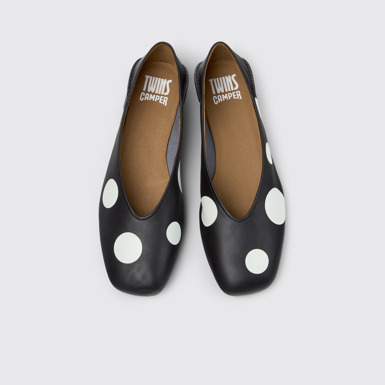 Twins Ballerine in pelle nere e bianche Da donna.
