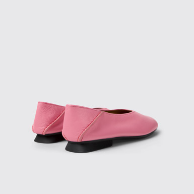 Back view of Casi Myra Pink Leather Ballerinas for Women.