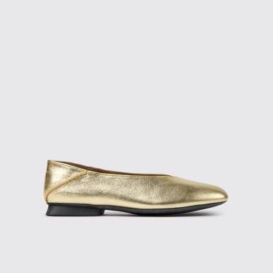 Side view of Casi Myra Yellow Leather Ballerinas for Women.