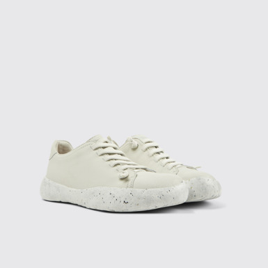 Front view of Peu Stadium White non-dyed leather sneakers for women