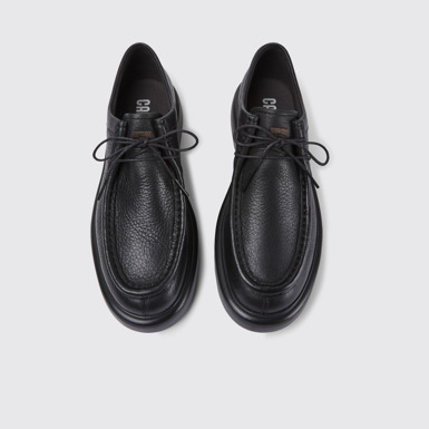 Overhead view of Poligono Black leather shoes for women