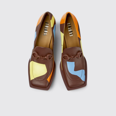 Overhead view of Twins Multicolored leather heels for women