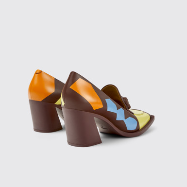 Back view of Twins Multicolored leather heels for women