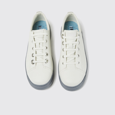 Overhead view of Twins White leather sneakers