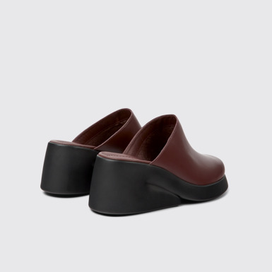 Back view of Kaah Burgundy leather mules for women