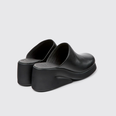 Back view of Kaah Black leather mules for women