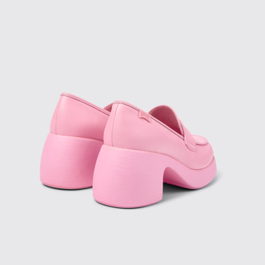 Back view of Thelma Pink Leather Loafer for Women