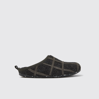 Side view of Twins Dark grey wool women’s slippers