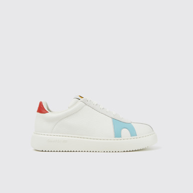 Side view of Twins White suede and leather sneakers