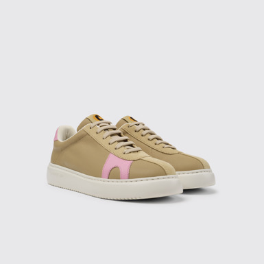 Front view of Runner K21 Beige and pink sneakers for women