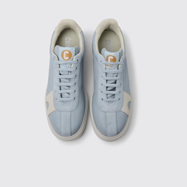 Overhead view of Runner K21 Light blue leather and suede women's sneakers