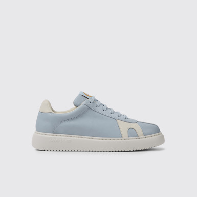 Side view of Runner K21 Light blue leather and suede women's sneakers