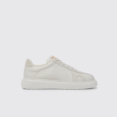 Side view of Runner K21 White non-dyed leather sneakers for women