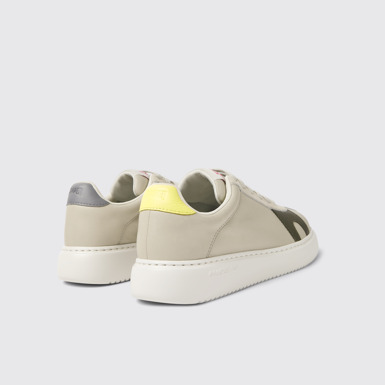 Back view of Twins Gray leather and nubuck sneakers for women