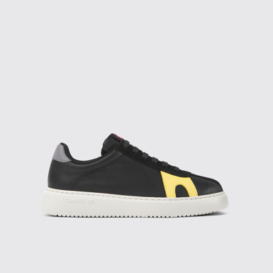 Side view of Twins Black leather and nubuck sneakers for women