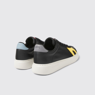 Back view of Twins Black leather and nubuck sneakers for women