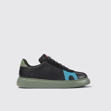 Side view of Twins Black leather and nubuck sneakers for women