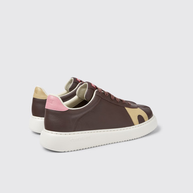 Twins Sneakers cafés de piel y nobuk para mujer