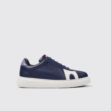 Side view of Twins Blue and White Leather Sneakers for Women.