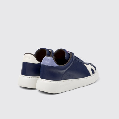 Back view of Twins Blue and White Leather Sneakers for Women.