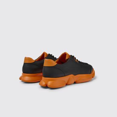 Back view of Karst Black and orange leather shoes for women
