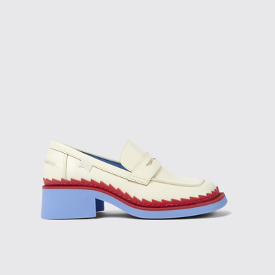 Taylor Mocassins en cuir blanc et rouge pour femme
