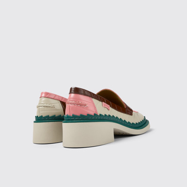 Back view of Twins Multicolored leather loafers for women