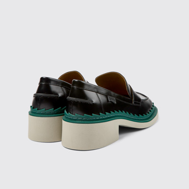 Back view of Taylor Black leather loafers for women