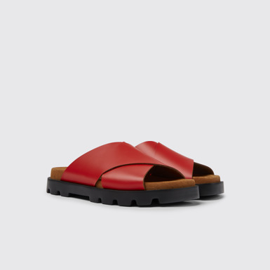 Front view of Brutus Sandal Red leather sandals for women