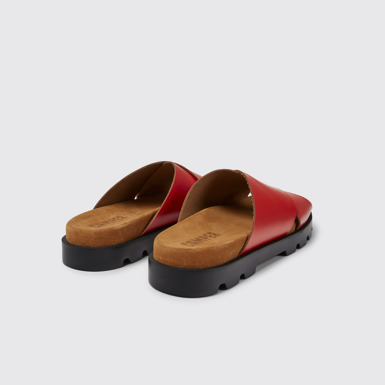 Back view of Brutus Sandal Red leather sandals for women