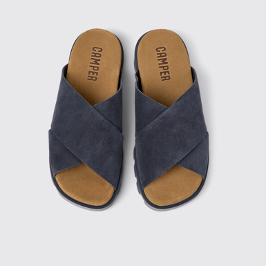 Overhead view of Brutus Sandal Navy blue nubuck sandals for women