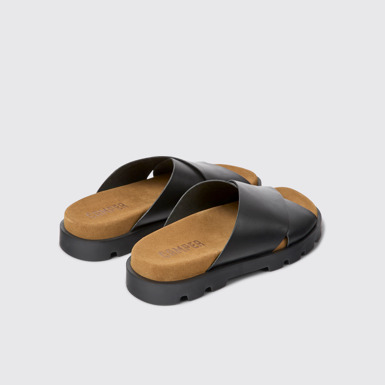 Back view of Brutus Sandal Black leather sandals for women