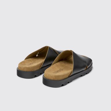 Back view of Brutus Sandal Black Leather Cross-strap Sandal for Women