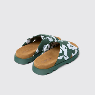 Back view of Brutus Sandal Green and blue recycled cotton sandals for women