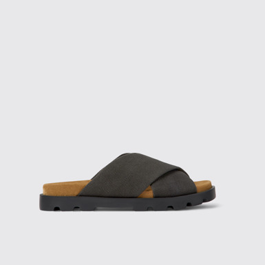 Side view of Brutus Sandal Gray recycled cotton sandals for women