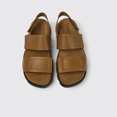 Overhead view of Brutus Sandal Brown leather sandals for women