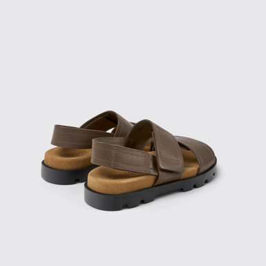 Back view of Brutus Sandal Brown leather sandals for women