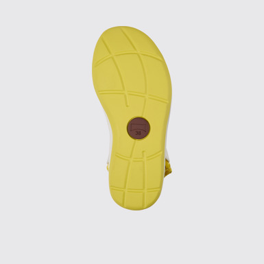 The sole of Match White and yellow recycled PET sandals for women