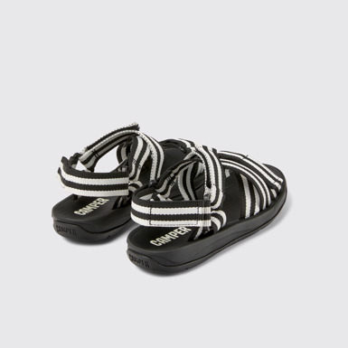 Back view of Match Black and white textile sandals for women