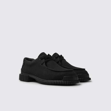 Front view of Pix Black recycled cotton and leather shoes for women