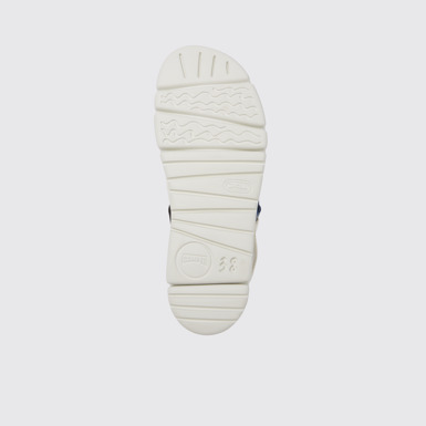The sole of Oruga Up White, blue, and black sandals for women