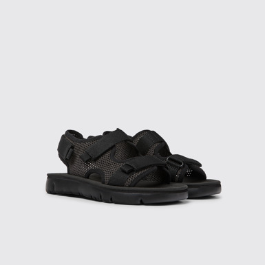 Front view of Oruga Black and grey sandals for women