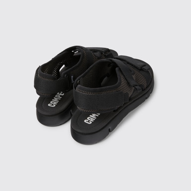 Back view of Oruga Black and grey sandals for women