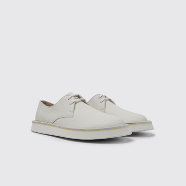 Front view of Brothers Polze White leather shoes for women